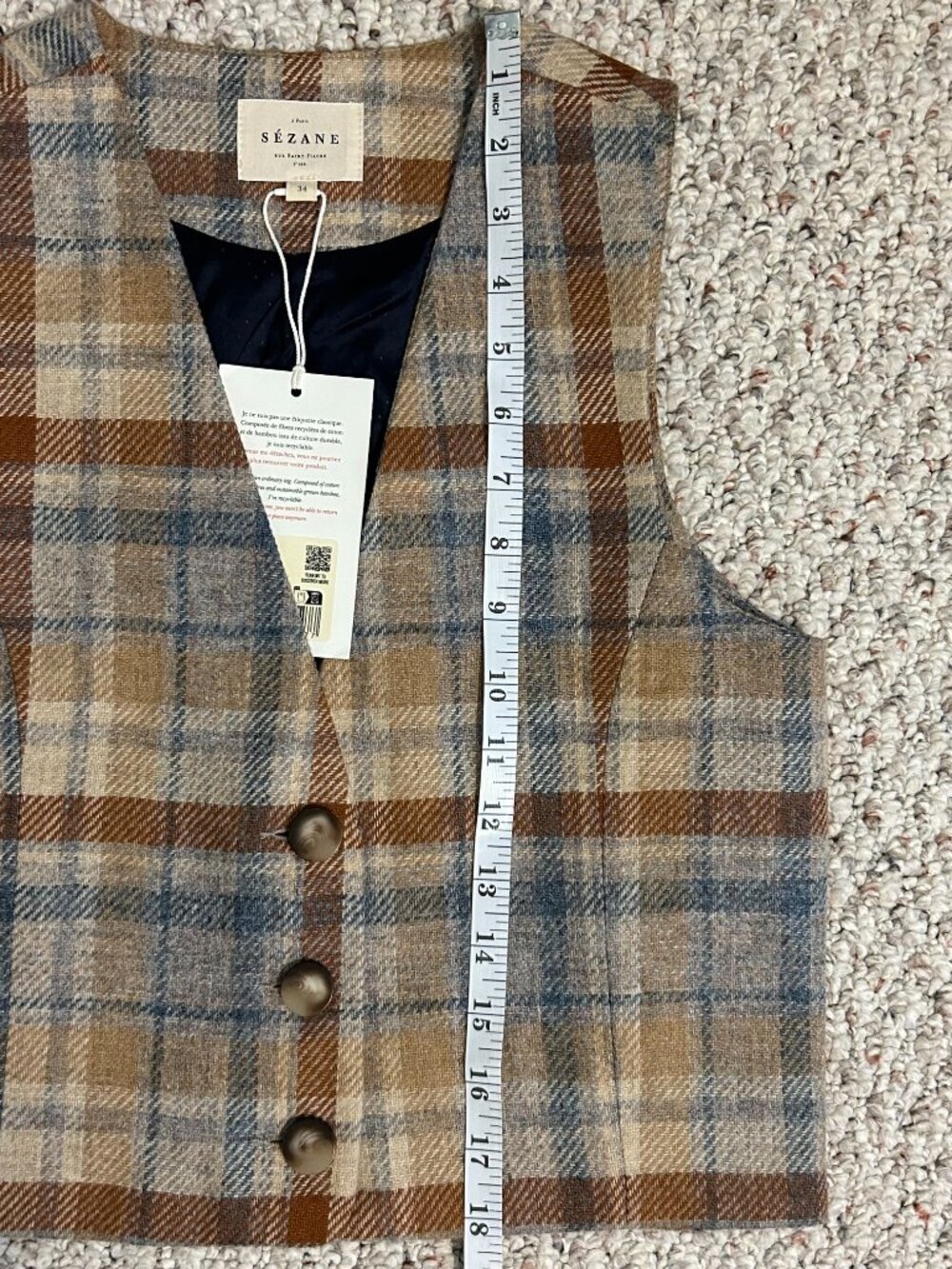 (RESERVED for naturcot) Sezane Drea Jacket - Ochre blue check - US2 / FR34 - Picture 14 of 14